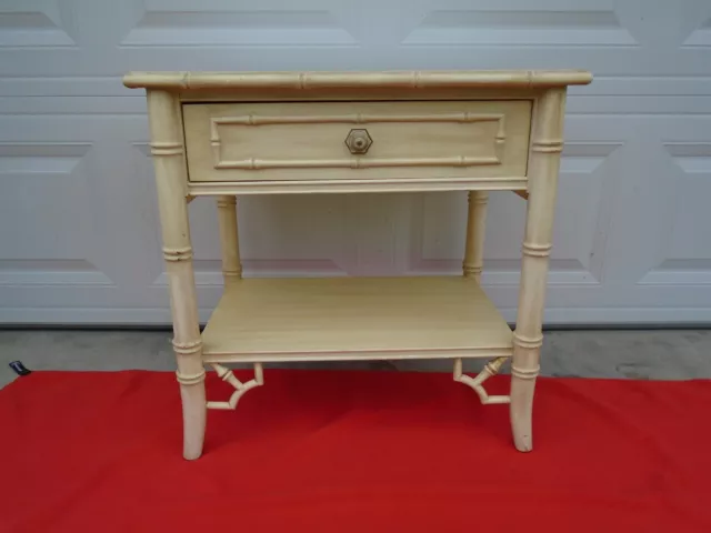 Fretwork Thomasville Faux Bamboo Nightstand Hollywood Regency Allegro 1 drawer Fretwork Thomasville Faux Bamboo Nightstand Hollywood Regency Allegro 1 drawer