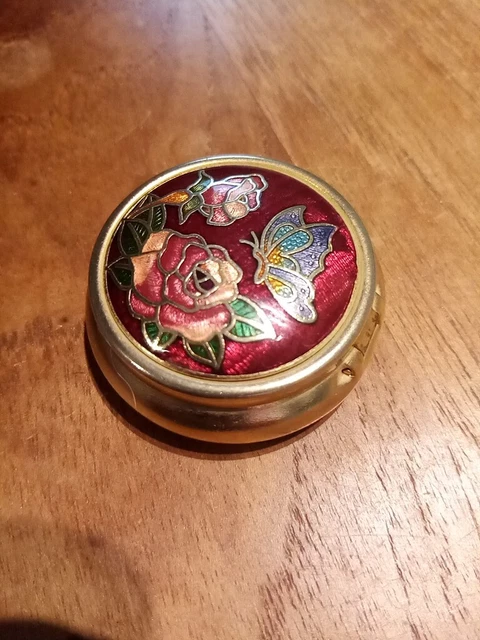 Pendentif Ancien émail Cloisonné - Petite Boîte à Pilules Ou Porte-bonheur