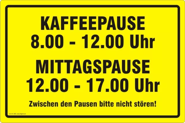 Kaffeepause Mittagspause nicht stören Verbotsschild Schild Aufkleber Nr. 3098