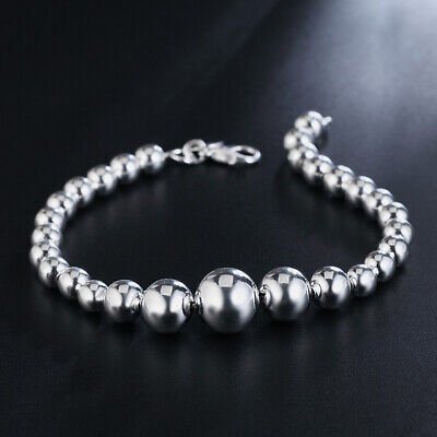 925Sterling Silver Large Small Smooth Buddha Beads Unisex Chains Bracelet HY165 3