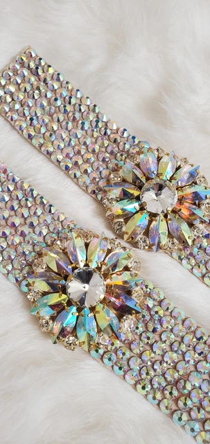 Stunning Wide Cuffs Bracelets Crystals AB Ballroom Dance Jewelry