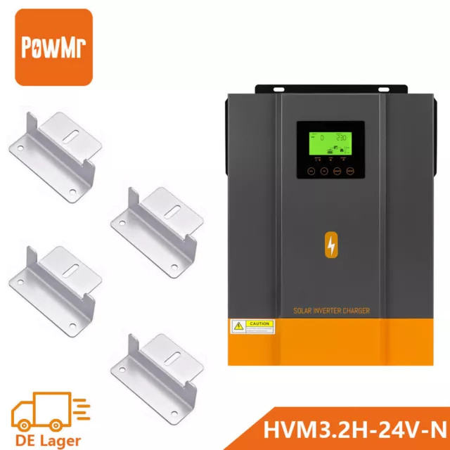 PowMr 3000W 24V Solar Wechselrichter Reine Sinus Eingebaut MPPT 80A 50-400VDC