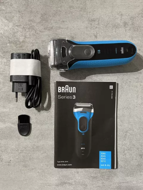 Braun Series 3 ProSkin 3040s Wet & Dry Electric Shaver - Black/Blue