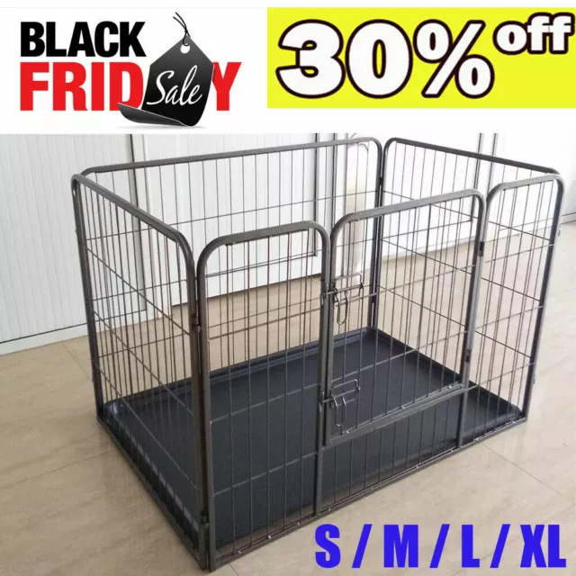 Heavy Duty Dog Puppy Cage Pet Playpen Whelping Box Metal Run Enclosure Floor UK