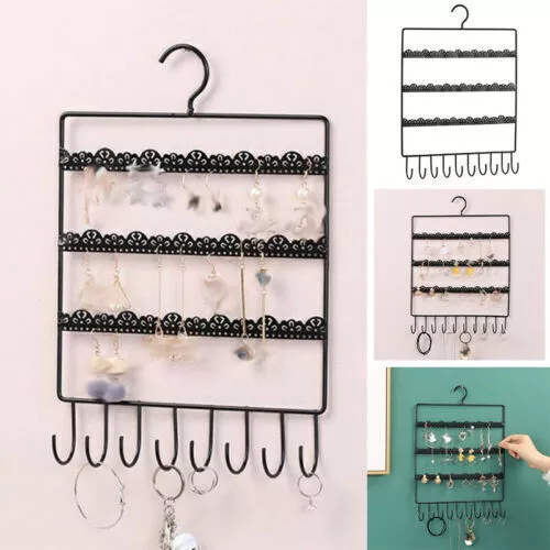 Wall Earring Jewelry Organizer Hanging Holder Necklace Display Stand Rack 3Layer