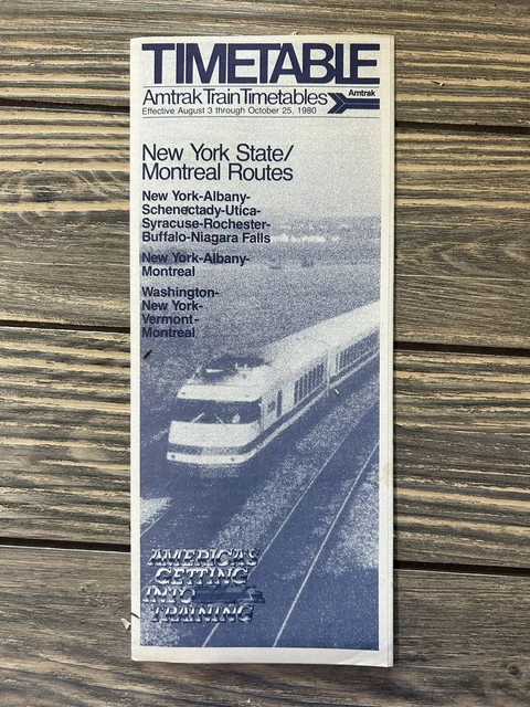Vintage August October 19 80 Amtrak Train Timetable New York City Montreal Route