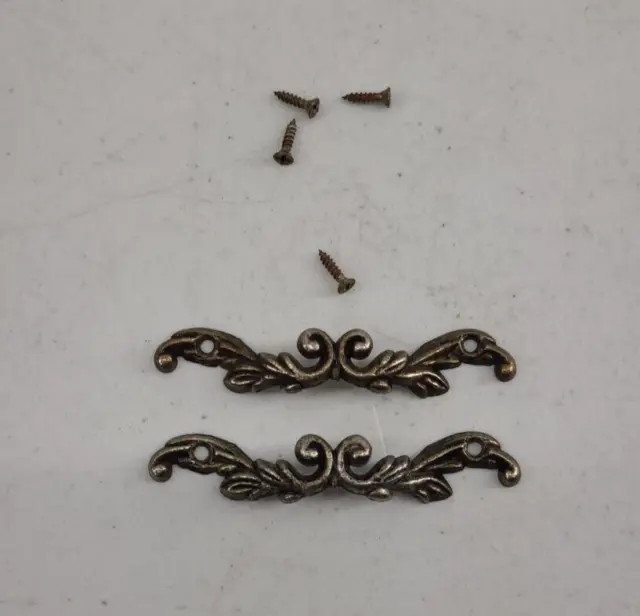 Vintage Lot of 2 Small Brass Drawer Pull Handle Jewelry Box 2.75 inch