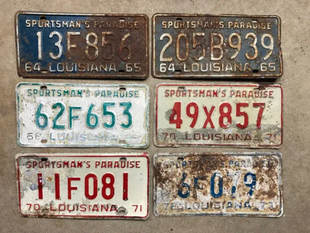 six Louisiana license plates lot car Ford Chevy Dodge 1960s 1970s CCLA