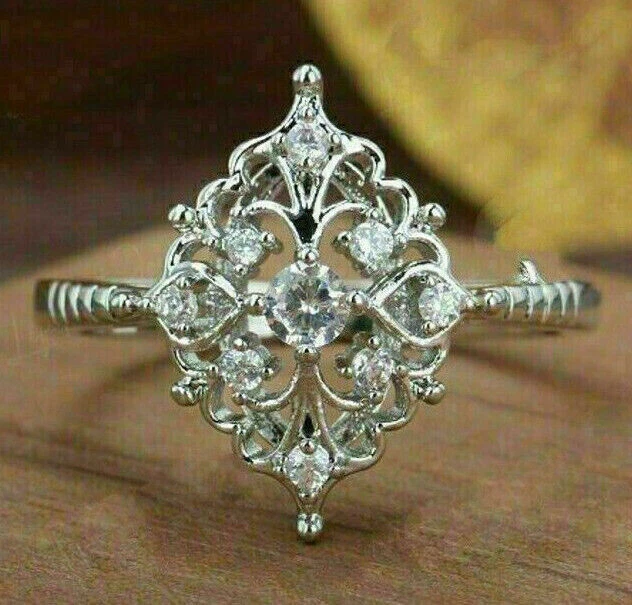 2Ct Round Cut Lab-Created Diamond Victorian Openwork Filigree Style Vintage Ring