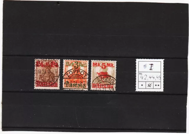 Freie Stadt Danzig 1920 Freimarken aus Satz gestempelt Michel Nr.42,44-45 I
