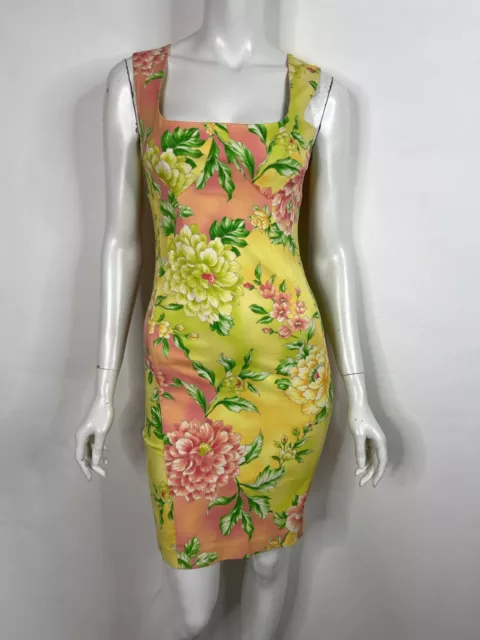 Vtg Dolce & Gabbana D&G Tropical Floral Print Corset Dress 40 S