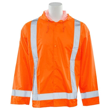 ERB SAFETY 61503 Rain Jacket,Oversized,HiViz,Orange,5XL-6XL