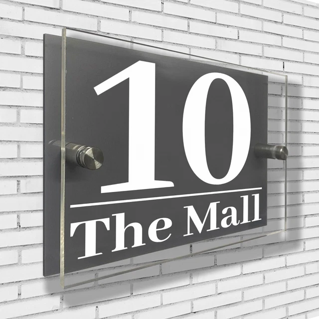 Modern House Sign Plaque Door Number Personalised Street Name Plate Rectangle