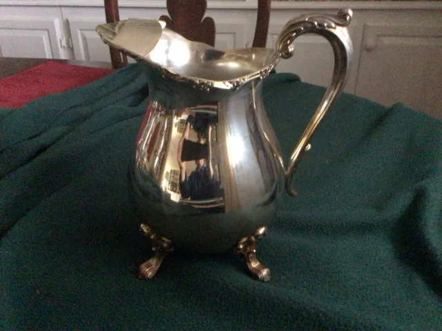 Vintage Silver plate Water Pitcher Bristol by Poole 8 1/2 Inches Tall