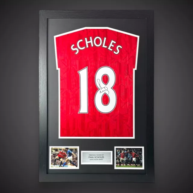 Framed Paul Scholes Hand Signed  Manchester Untied Football Shirt With COA £299