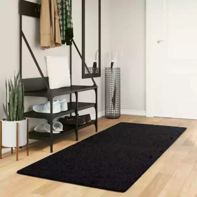 Rug Short Pile Soft and Washable Floor Mat Area Carpet Black vidaXL