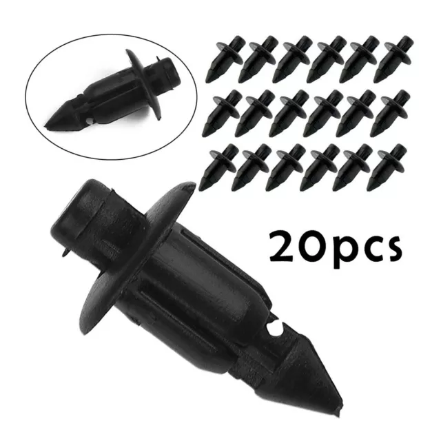 20pcs Noir Panneau Fixation Clips 6mm Rivet Plastique Moto Car��nage Bordure de