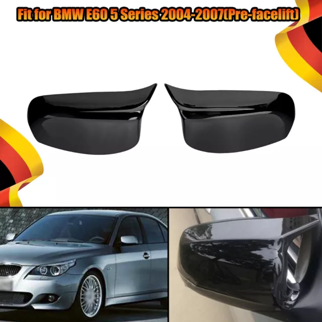 Für BMW E60 E61 2004-2007 1Paar M-Stil Glanz Schwarz Spiegelkappen Außenspiegel