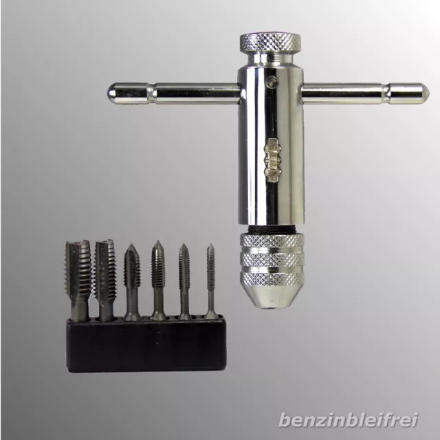 Gewindebohrer Gewindeschneider Bit Satz HSS M3-M10 7 tlg. mit Werkzeughalter NEU