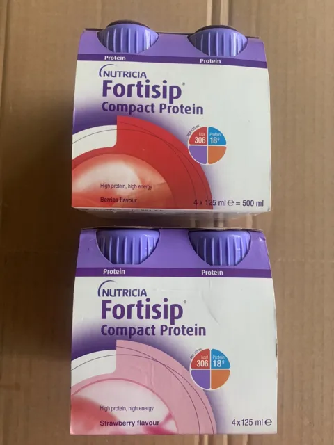 fortisip compact protein drinks x 8 125 ml   strawberry flavoured