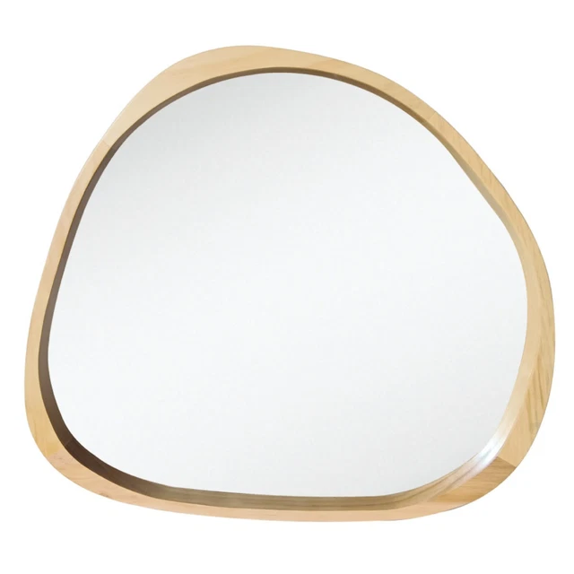 ASYMMETRISCHER WANDSPIEGEL MIT Holzrahmen Deko Spiegel 57x63 cm Natur