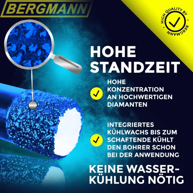 BERGMANN ® Fliesenbohrer M14 6kant | Diamantbohrer Feinsteinzeug Fliesen Keramik 3