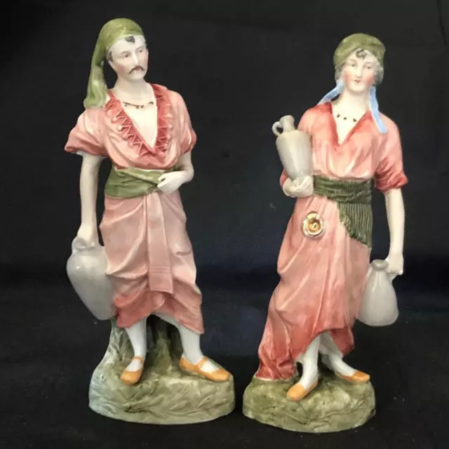 Good Pair Of Royal Dux Bohemian Style Hand Painted Figures Of Water Carriers