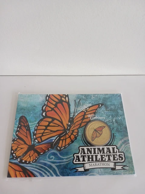 Animal Athletes Marathon Butterfly Aluminum Bronze $1 Coin In Capsule & Card
