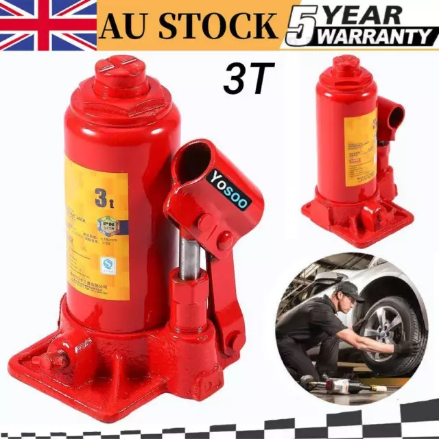 3 Ton Portable Hydraulic Bottle Jack 8Ton Car Truck Caravan Tractors SUV 4WD