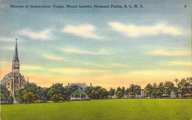 Linen Era,Pleasant Plains, Mount Loretto, Staten Island,NY, Old Postcard