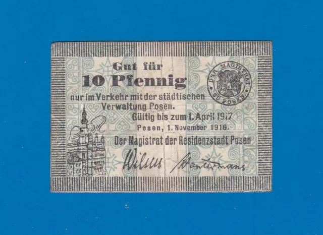 POSEN, 10 Pfennig, Stadt, Notgeld, 1.11.1916