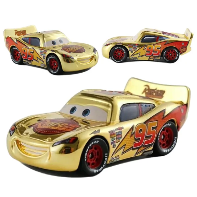 Disney Pixar Cars Golden Lightning McQueen 1:55 Diecast Model Toy Car Loose Gift