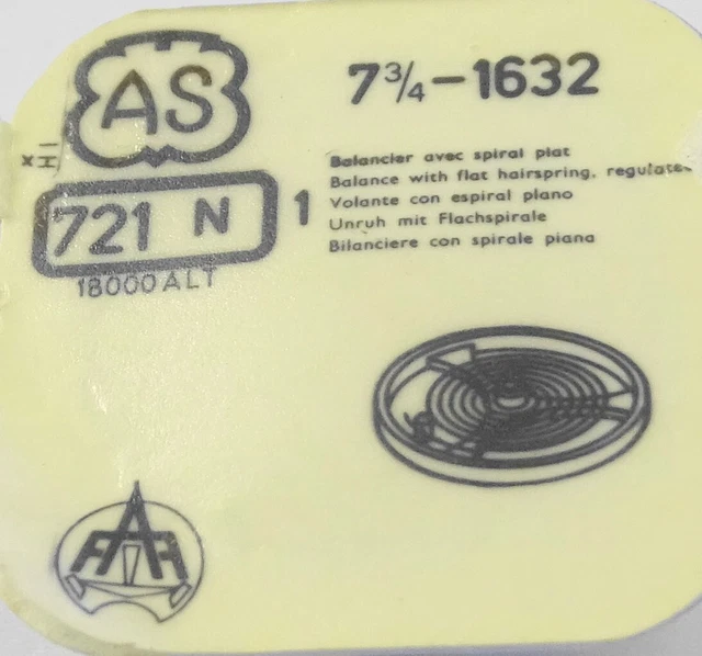 Balancier Complet Pour Montre AS Schild 11 1/2 1430 – Pièce De Rechange Horlogerie – Neuf Sans étiquette