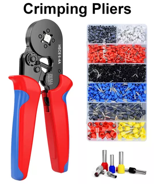 1200PCS Crimp Tool W/ Bootlace Ferrule Crimper Plier Wire Terminal Connector Set