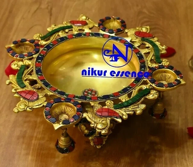 Brass Urli peacock ,Indian Bowl Handmade diya Oil Lamp ,HOME Decor