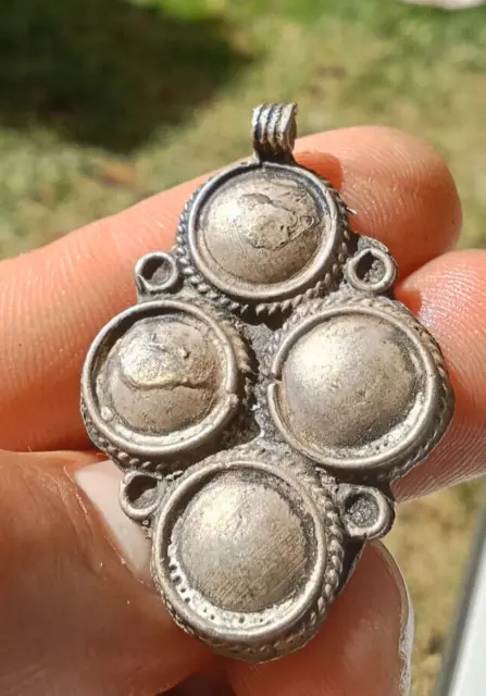 Antique Extremely Silver Rare Ancient Bronze Viking Amulet Pendant