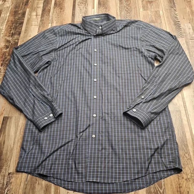 Eddie Bauer Shirt Men's Large Blue Plaid Long Sleeve Button-up Relaxed Fit Tall