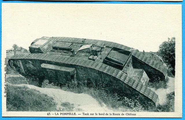 CPA: La Pompelle - Tank on the edge of the Route de Châlons