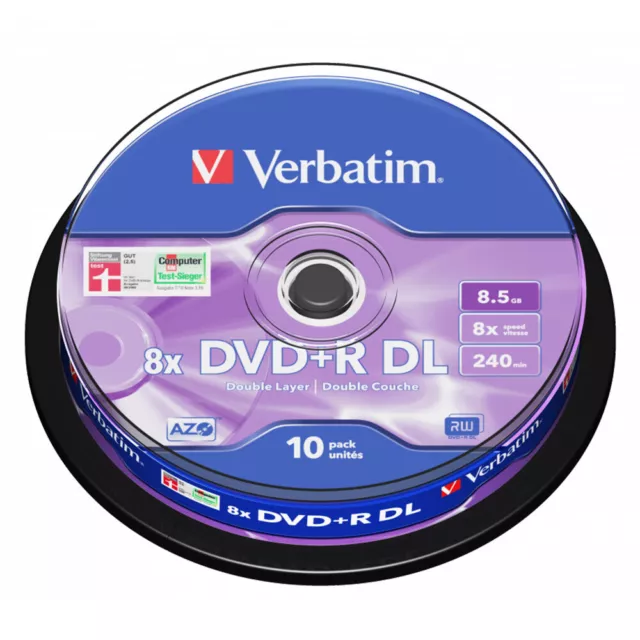 10 DVD+R DL Verbatim PRINT 8,5GB 8x Double Layer STAMPABILI Cake Box 43666