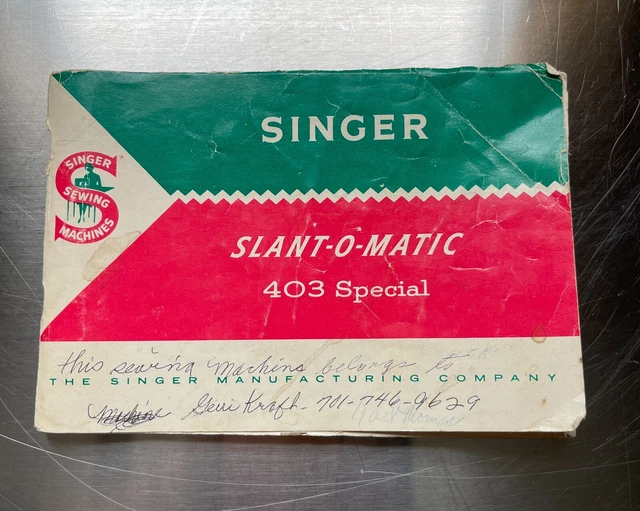 De colección Singer Slant-O-Matic 401 Propietarios Manual Original A4
