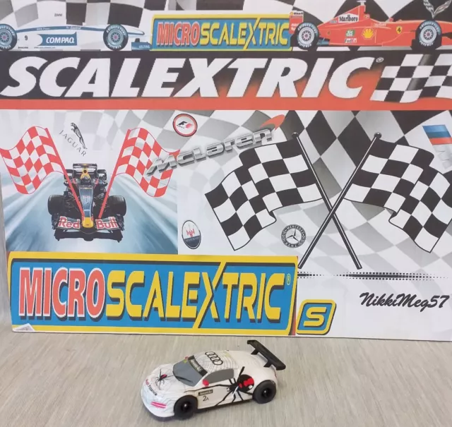 Micro Scalextric Audi R8 Turbo GT White Spider Armor All 12V 1:64 PreLoved Gift