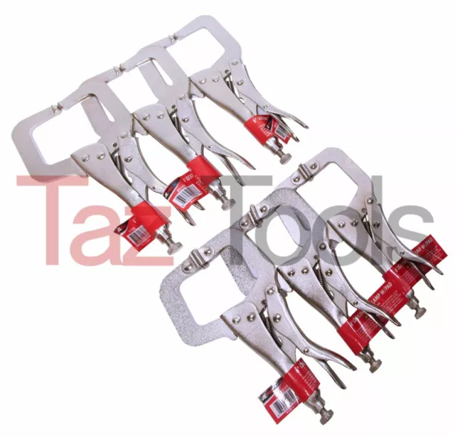 6 Pack  6" Locking C Clamp Pliers Set 3 with Swivel Pads and 3 with Regular Tip