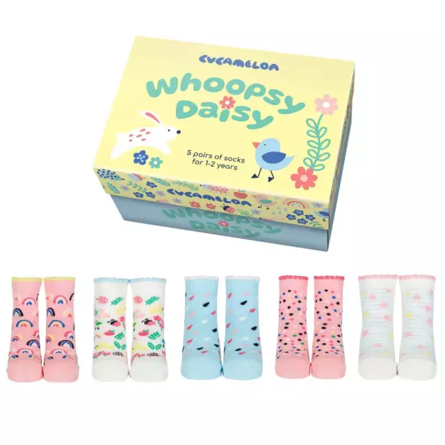 Oddsocks Whoopsy Daisy Frühling Cucamelon SOCKEN 5er Set 1 2 Jahre Kinder Vogel