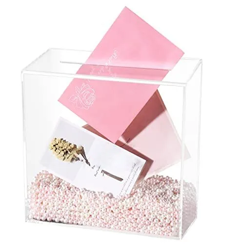 Acrylic Card Box with Slot Clear Envelope Gift Box for Wedding Bridal Shower ...