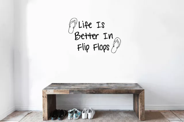 Life Is Better In Flip Flops Vinyl Wall Decal Sticker Quote Lettering Beach