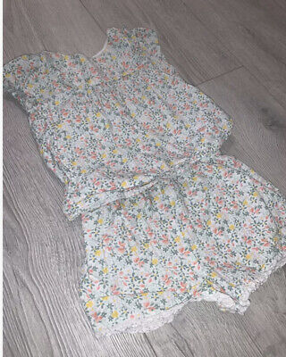 Baby Girls Next Floral Summer Outfit Top Romper Shorts Size Age 9-12 Months