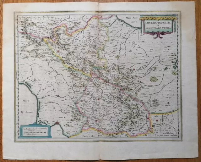 Janssonius Original Kupferstich Karte Italien Molise Neapel - 1640