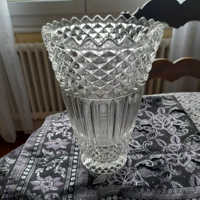 Superbe Grand Vase en Cristal, Bohemia, Vintage, Très Bon État.