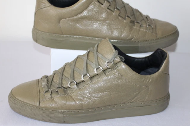 BALENCIAGA ARENA LOW Mens Casual Lace Up Shoes Trainers In Khaki