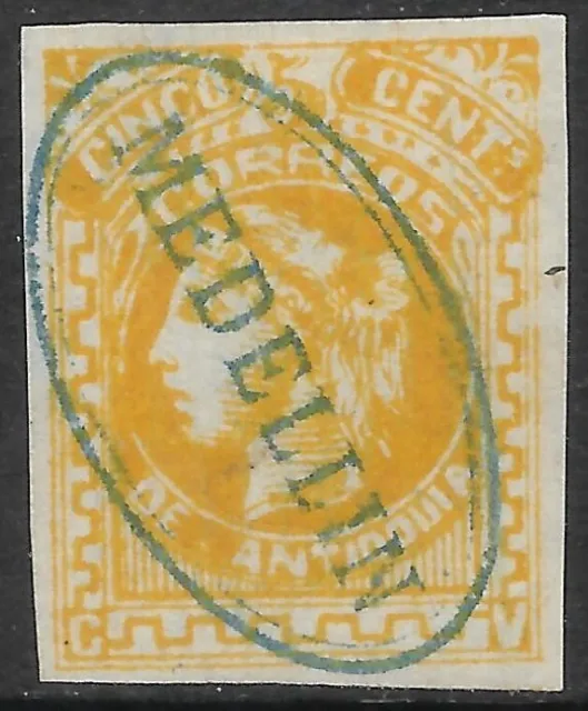 Stamps-Antioquia. 1885. 5c Jaune Liberty Tête Sg:47. 4 Marges. Fin D'Occasion